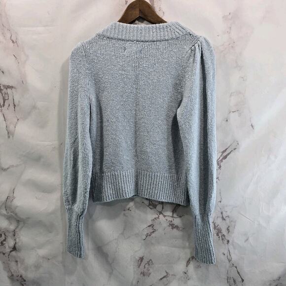 Maeve Sweater Womens XS Light Blue Mock Balloon Sleeve Mock Neck Knit - Picture 5 of 13